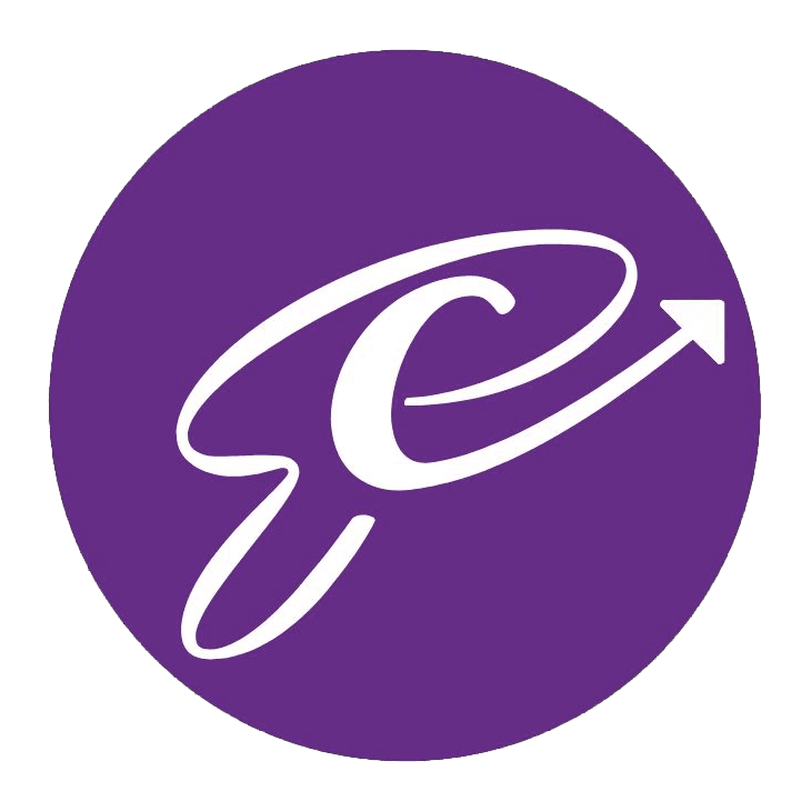 Logo Emilie Cruz violet avec une flèche blanche